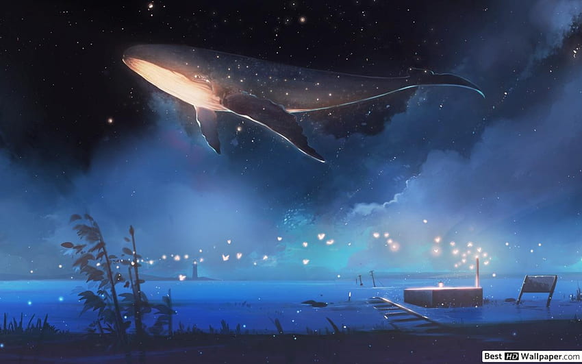 夢の中の空飛ぶクジラ、銀河クジラ 高画質の壁紙