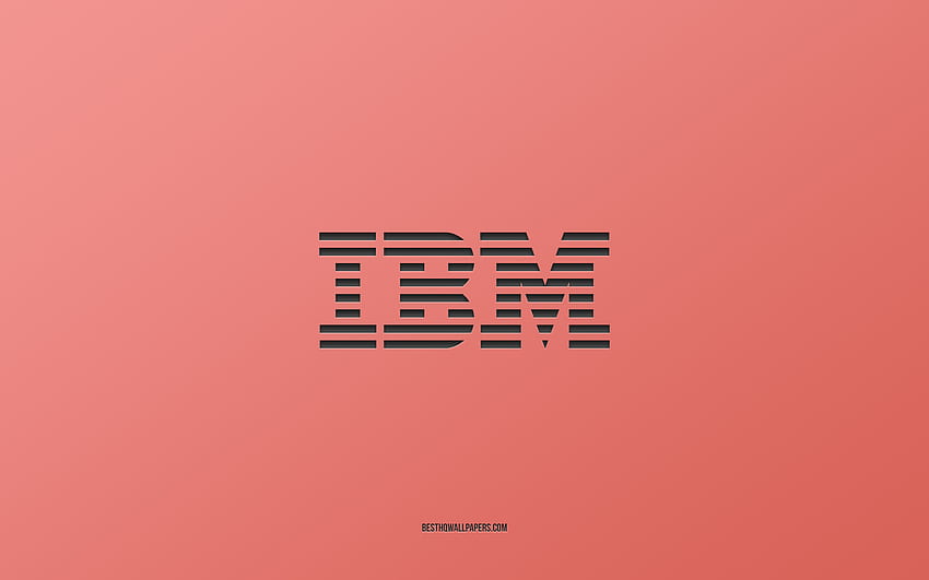 IBM のロゴ、ピンクの背景、スタイリッシュなアート、ブランド、エンブレム、IBM、ピンクの紙のテクスチャ、IBM のエンブレム 高画質の壁紙