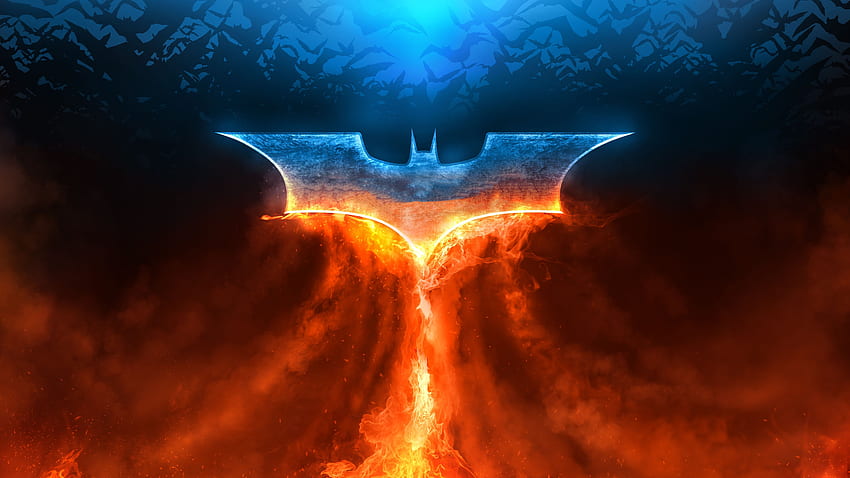 Батман, огън, възход на супергерой, лого HD тапет