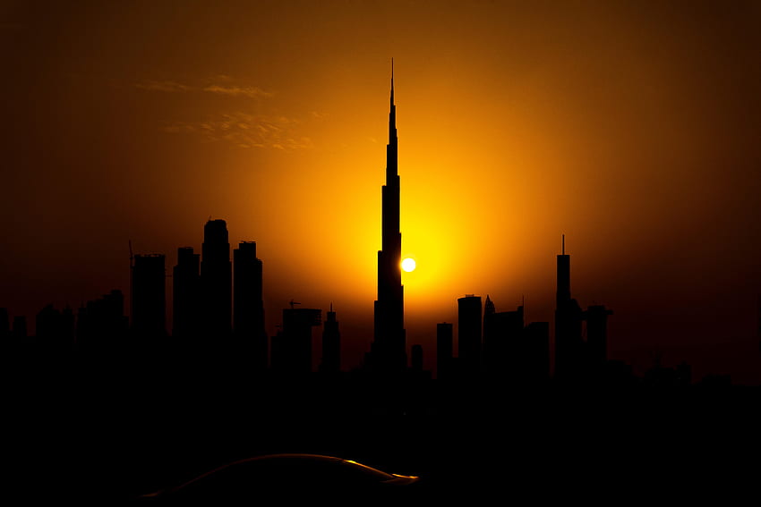 Sonnenuntergang, Stadt, Gebäude, dunkel, Silhouette HD-Hintergrundbild