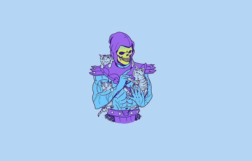 Minimalism, Kittens, Art, Art, Skeleton, Skeletor HD wallpaper