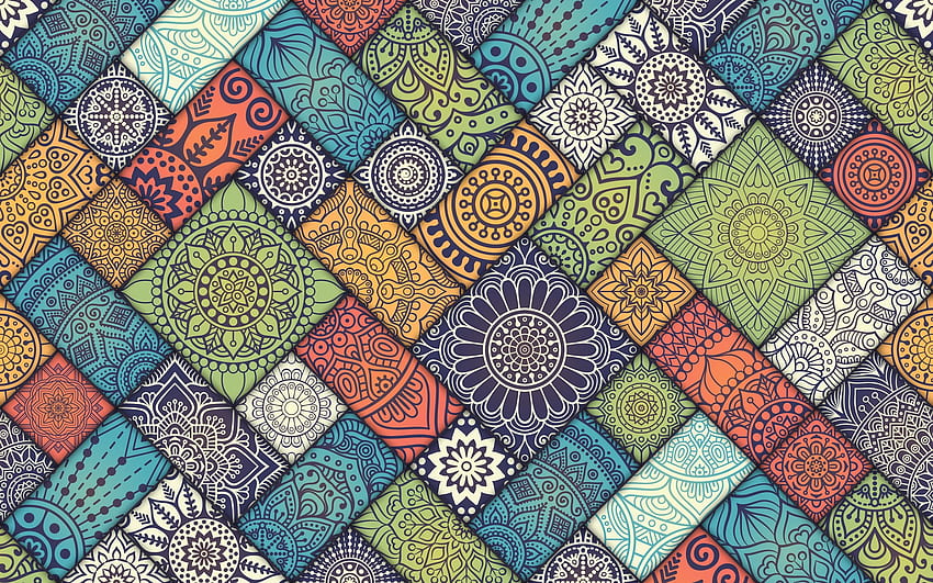 Resolusi Abstrak Pola Mandala, Mandala Hijau Wallpaper HD