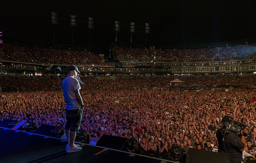 music, crowd, eminem, performance for, Audience HD wallpaper