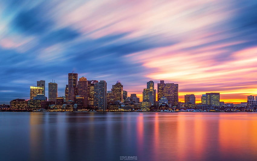 Boston Skyline Sunset High Resolution with [] for your , Mobile & Tablet. Explore Boston Skyline . Sports for Computer, Boston Sports for, Boston Christmas HD wallpaper