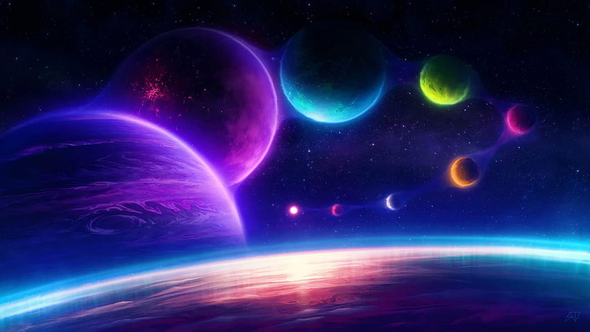 Colorful Planets Chill Scifi Pink Laptop Full, , Background и, Chill Space HD тапет
