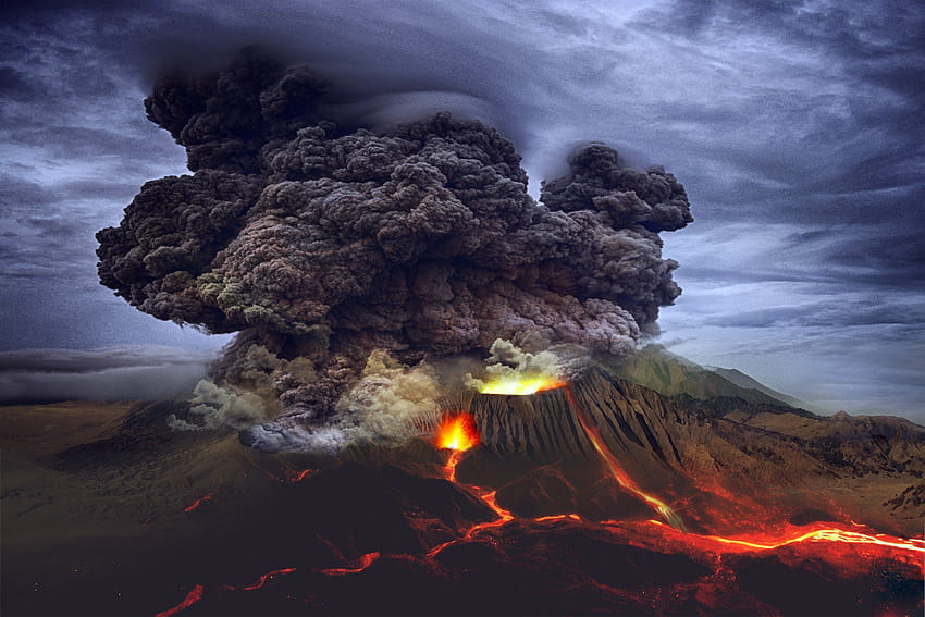 Eruption, volcano, clouds HD wallpaper
