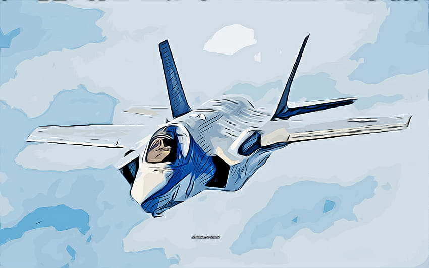 F-35, Força Aérea dos EUA, arte vetorial, desenho F-35, arte criativa, arte F-35, desenho vetorial, aeronave abstrata, Lockheed Martin F-35 Lightning II, desenhos de aeronaves papel de parede HD