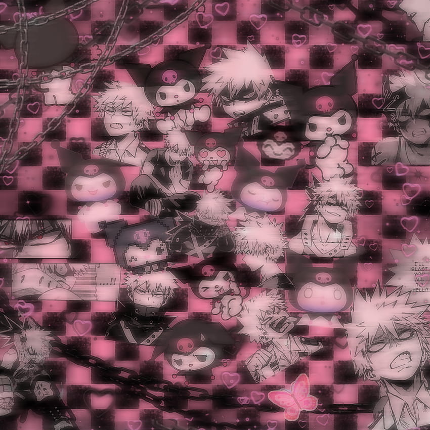 Kurobaku, love, magic, withe, pink, bakugou, kuromi HD phone wallpaper