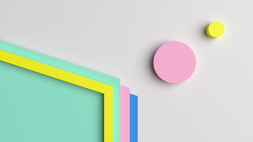 Yellow Green Pink Blue Circles Lines Geometric Shapes Abstract HD wallpaper