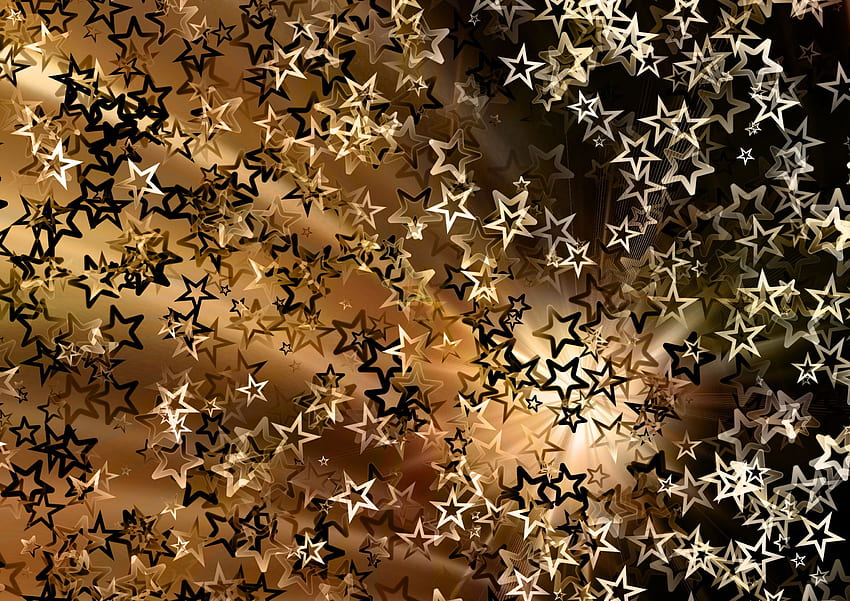 Sterne auf Weihnachtshintergrund, Karten oder Weihnachten, schwarze und goldene Sterne HD-Hintergrundbild