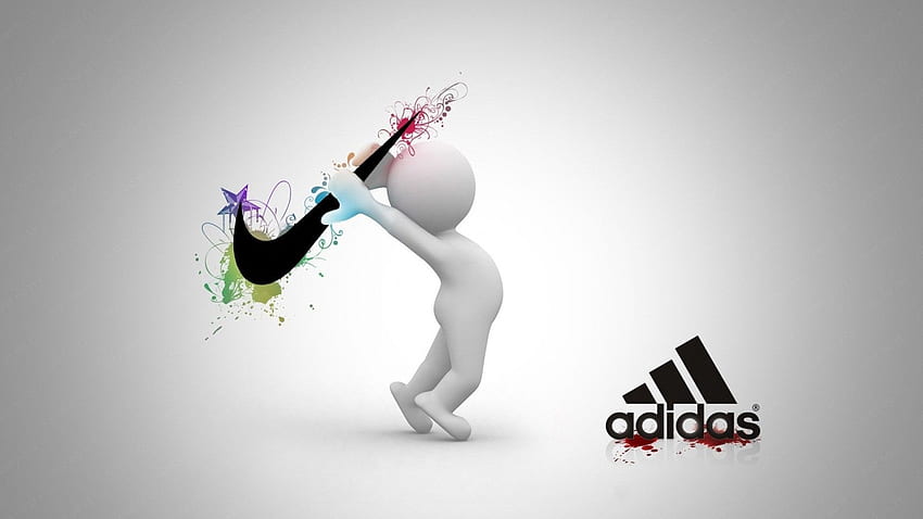 Nike, Illustration, Logo, Cartoon, Grafikdesign, Adidas, Poster, Marke, Werbung, Computer. Mocah, Adidas-Symbol HD-Hintergrundbild