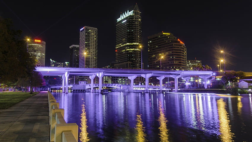 Tampa Bay At Night, Florida - Tampa Skyline Night - HD wallpaper