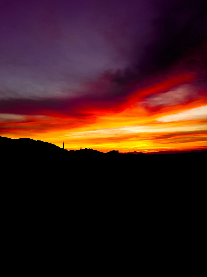 Nature, Sunset, Sky, Horizon, Night Landscape, Nightscape HD phone wallpaper