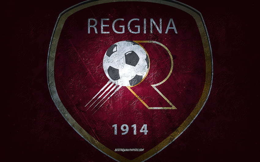 Reggina 1914, Italian football team, burgundy background, Reggina 1914 logo, grunge art, Serie B, football, Italy, Reggina 1914 emblem HD wallpaper