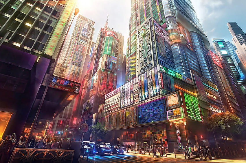 Anime City Ps4, Charlotte Skyline HD wallpaper