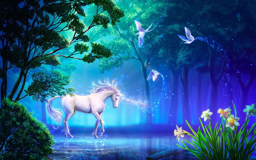 unicorn ajaib. Resolusi Unicorn Ajaib. Einhorn tapete, Wald tapete, Tapeten, Mystical Laptop Wallpaper HD