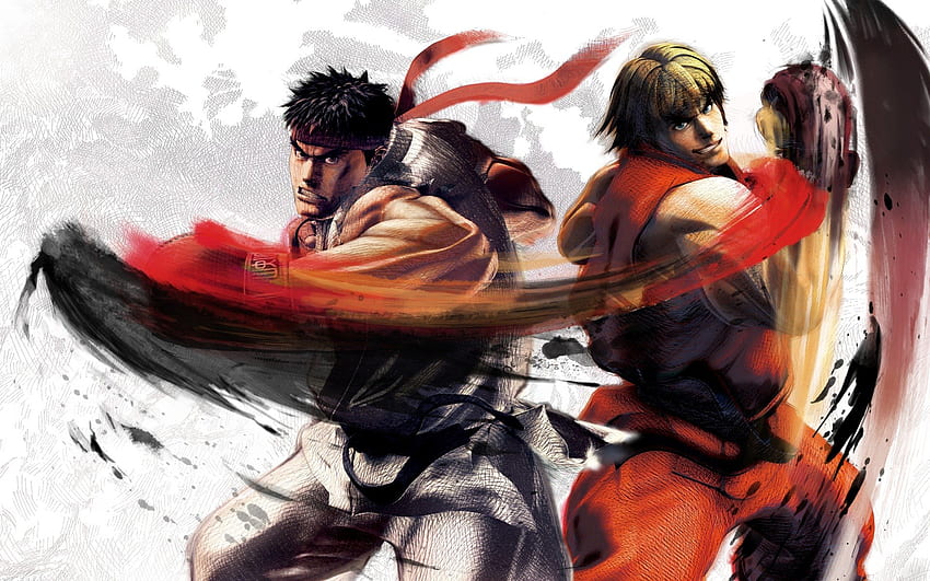 rgm501, evil ryu, ryu (street fighter), street fighter, highres,  comparison, dark skin, dougi, headband, karate gi, official alternate  costume, official alternate hairstyle, serious, signature, simple  background, standing - Image View 