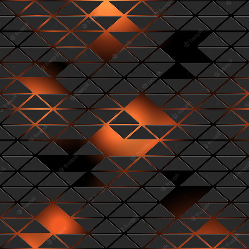 Vektor Premium. Latar belakang pola neon Futuristik dengan segitiga hitam pada oranye, gradien gelap. Gaya 3D untuk desain. - tekstur geometris trendi vektor wallpaper ponsel HD