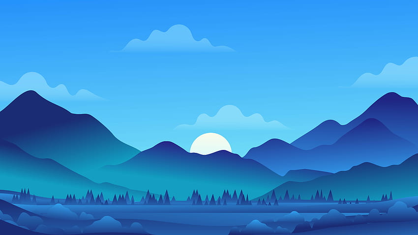 Mountain Sunrise , Minimalist , , and Background, Mountain Illustration HD wallpaper