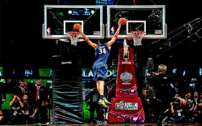 Dunk, Basketballbewegungen, Basketballspieler, Basketball, Slam Dunk, Sport, NBA-Spieler Dunking HD-Hintergrundbild