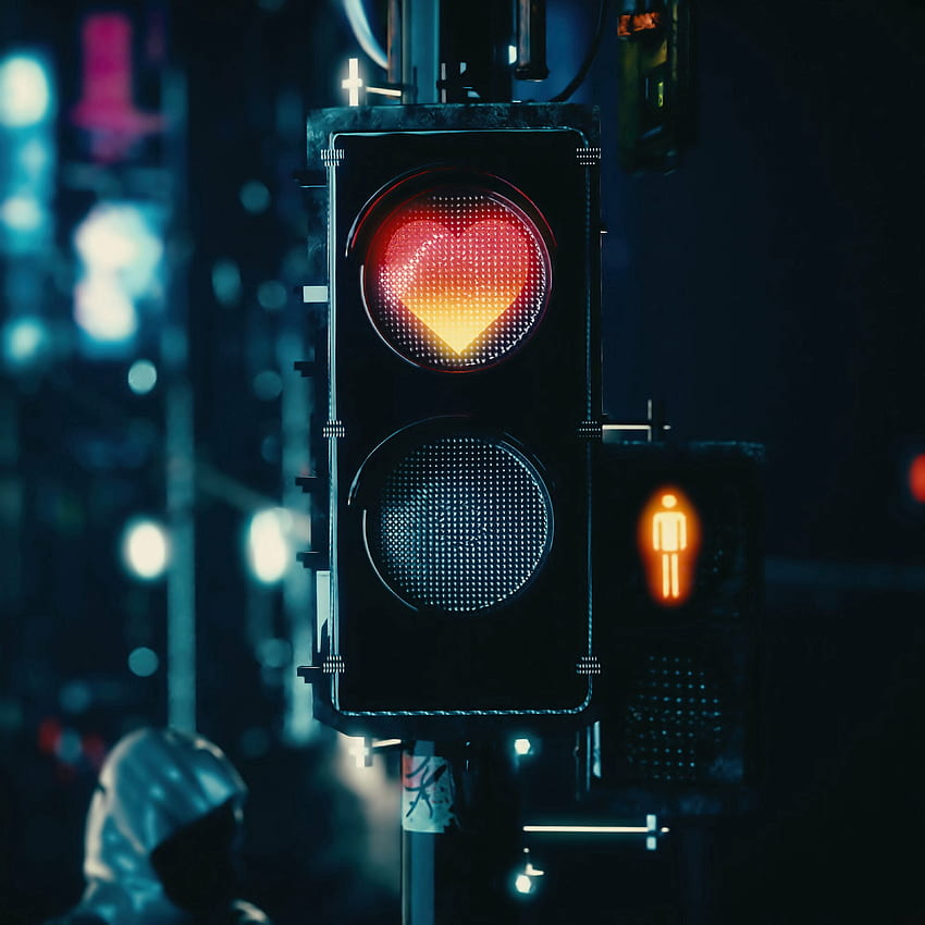 Love, Heart, Traffic Light, Signal HD phone wallpaper