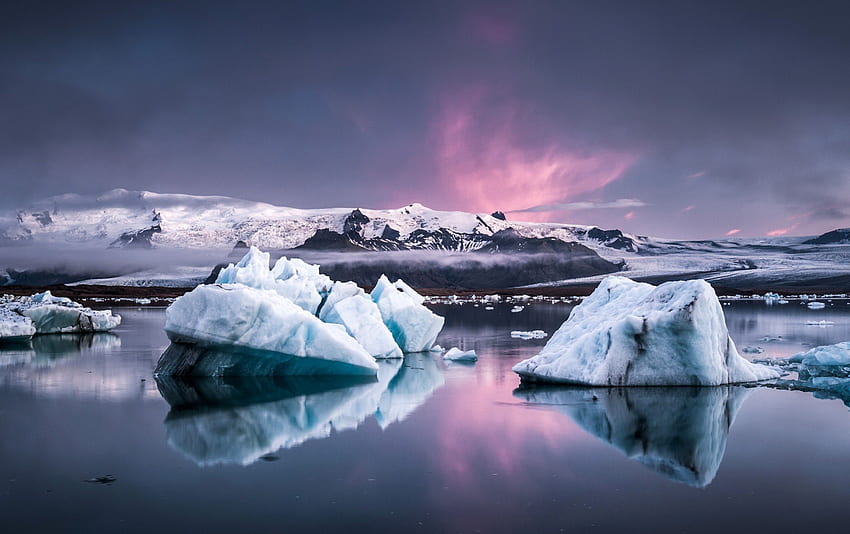アイスランド氷河、アイスランド、ラグーン アイスランド、氷河 高画質の壁紙