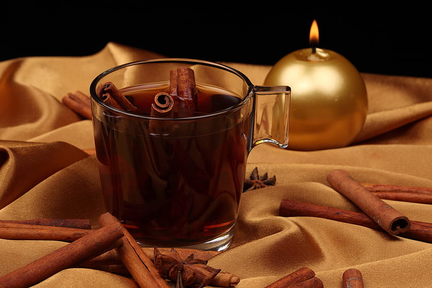 jedzenie, nowy rok, herbata, świeca Tapeta HD