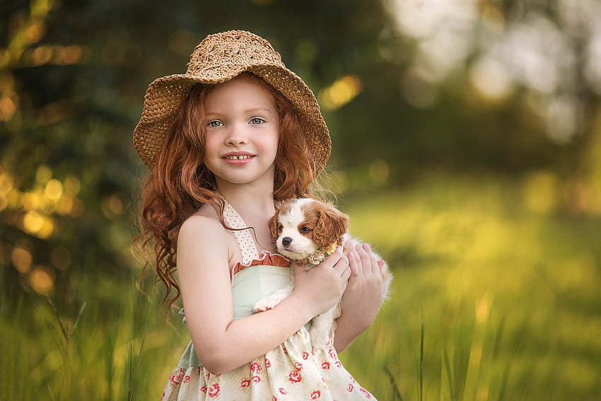Red haired dog, outdoor, smile, sweetness, girl, red-haired dog HD wallpaper