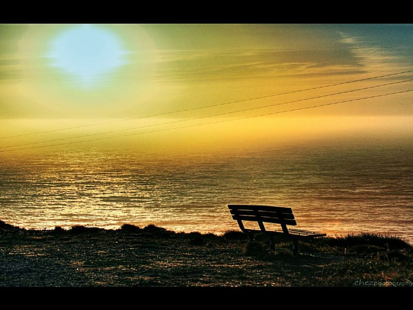 timeless.., sea, bench, timeless HD wallpaper