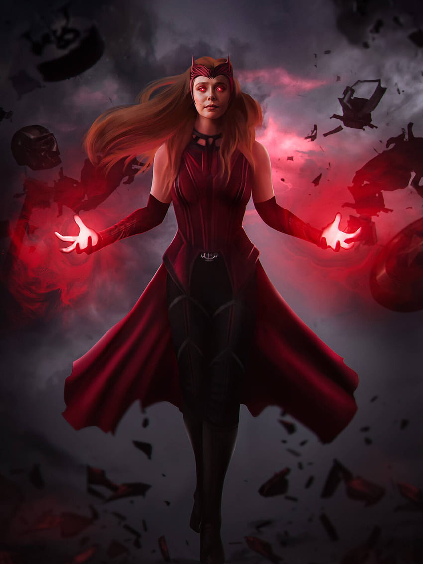 Scarlet Witch Full Power Mode Resolution, ฮีโร่, และพื้นหลัง, Scarlet Witch Cartoon วอลล์เปเปอร์โทรศัพท์ HD