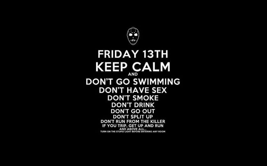 Rules For Friday 13, words, white, black, rules, hockey mask HD wallpaper