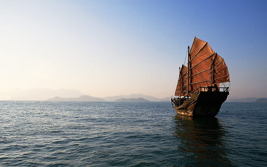 Boot, Meer, China / und mobiler Hintergrund, chinesisches Boot HD-Hintergrundbild