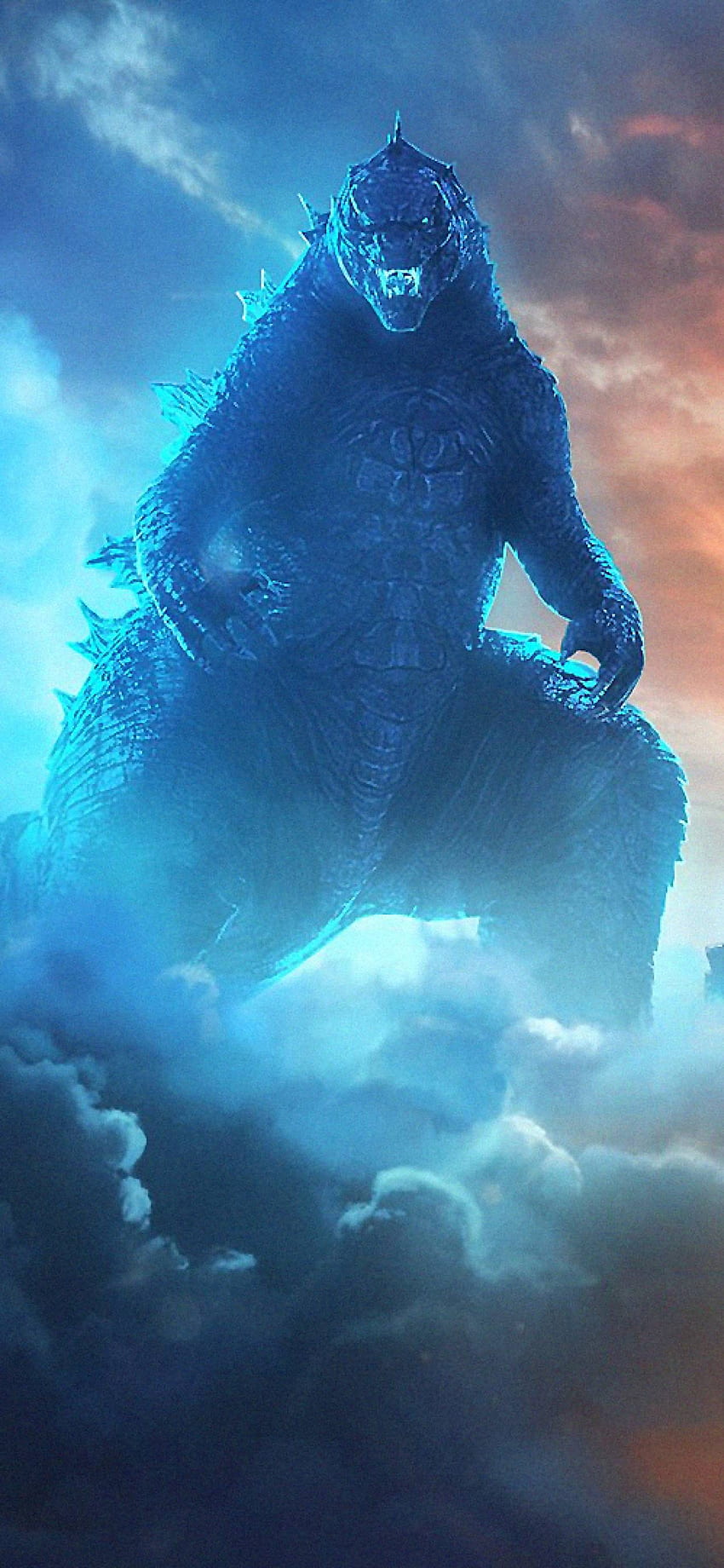 Godzilla et Kong font équipe avec l'iPhone XS MAX, les films, et l'arrière-plan, Blue Godzilla Fond d'écran de téléphone HD