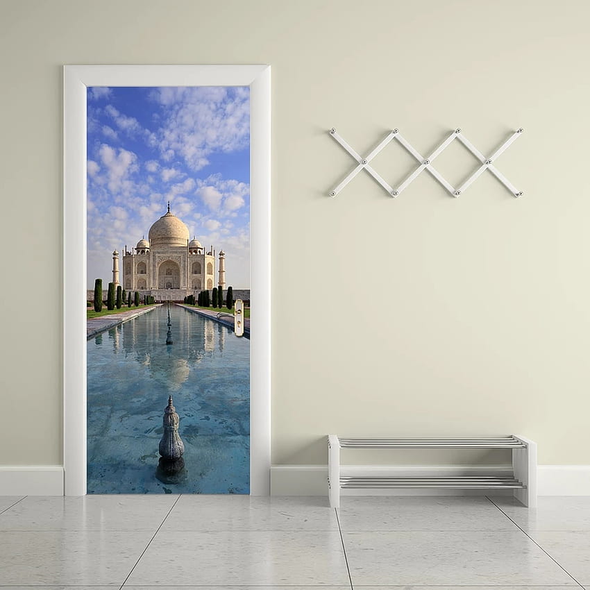 Scenario 3D India Taj Mahal Adesivi murali porta castello Stile liscio Murale Camera da letto Soggiorno Casa Decration. stile . adesivo da parete camera da letto murale, stile India Sfondo del telefono HD