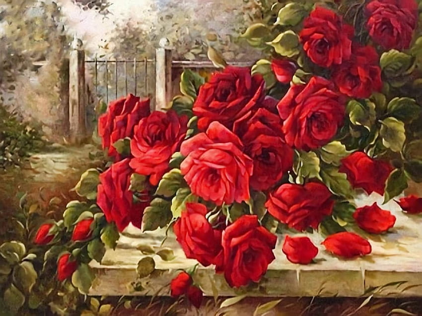 Red Roses, Roses, Board, Bouquet, Art HD wallpaper