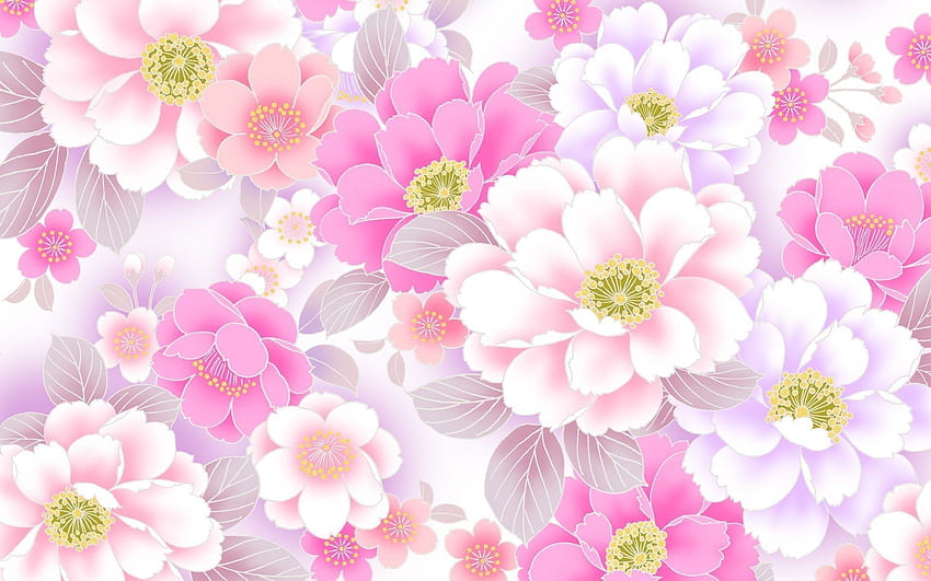 : ดอกไม้วินเทจ ดอกไม้พาสเทล วอลล์เปเปอร์ HD