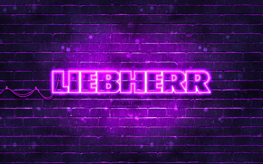 โลโก้ Liebherr สีม่วง, ผนังอิฐสีม่วง, โลโก้ Liebherr, แบรนด์, โลโก้นีออน Liebherr, Liebherr วอลล์เปเปอร์ HD