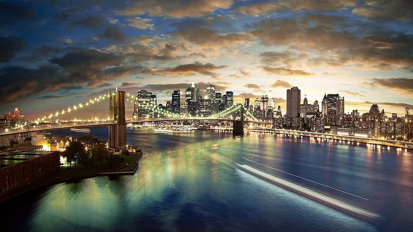 Urban graphy City Lights Edition Ace [] dla Twojego telefonu komórkowego i tabletu. Przeglądaj Most Brookliński. Most, most panoramiczny, Brooklyn Nowy Jork Tapeta HD