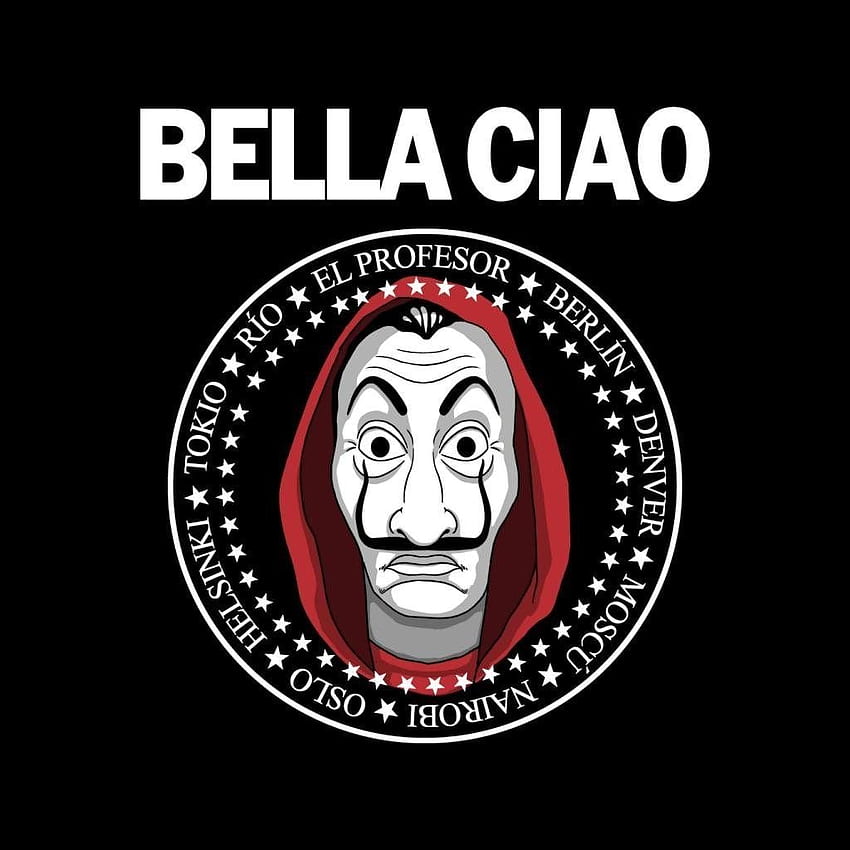 Casa De Papel Money Heist Bella Ciao Camiseta de mujer en T, Mask Money Heist fondo de pantalla del teléfono