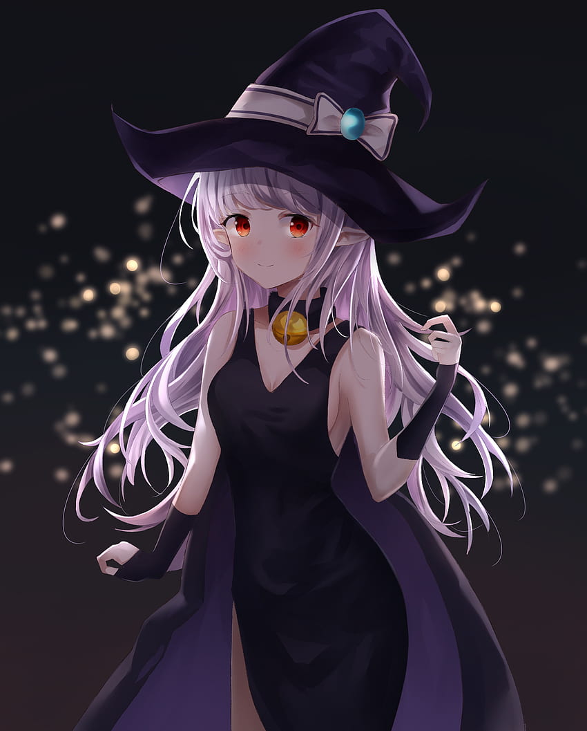 Witch wearing a purple coat and an oversized hat, anime girl holding a  magic staff on Craiyon