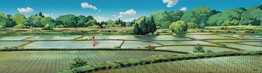 My Neighbor Totoro, Studio Ghibli Full and Background, Studio Ghibli 3840 X 1080 HD тапет
