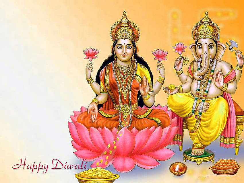 Lakshmi Ganesh ve Wallper - Laxmi Ganesh Mutlu Bayramlar - HD duvar kağıdı