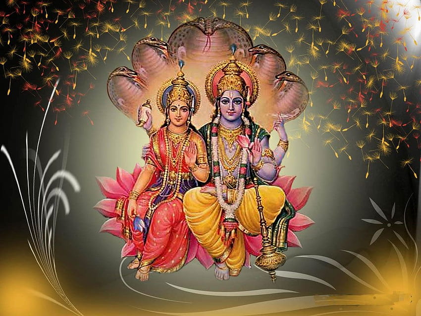 Lord Vishnu And Mata Lakshmi Art HD Wallpaper