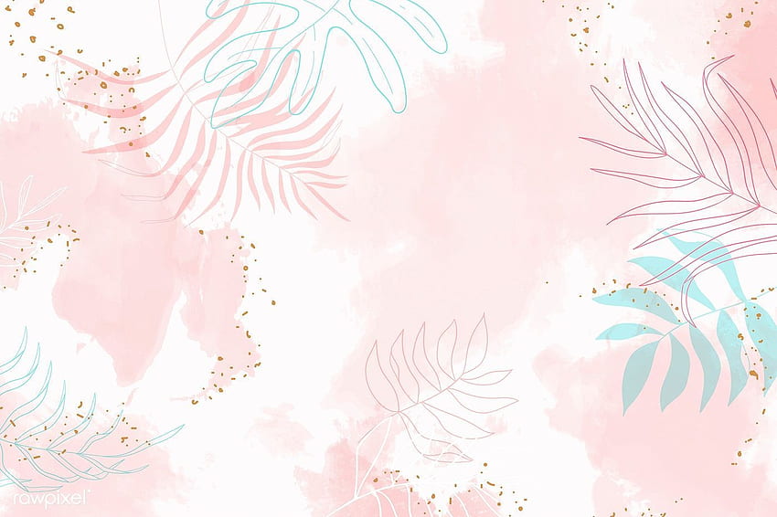 Pink leafy watercolor background vector. premium / Aum in 2021. Cute , Watercolor background, Pink laptop, Watercolor Geometric HD wallpaper