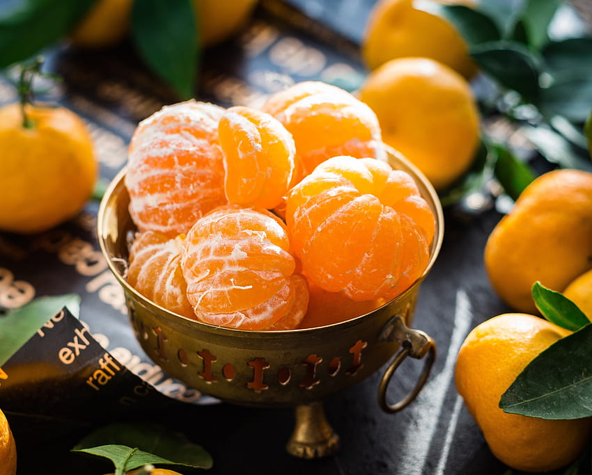 Mandarines, fruit bowl, citrus, graphy, health, fruit, vitamins, orange HD wallpaper