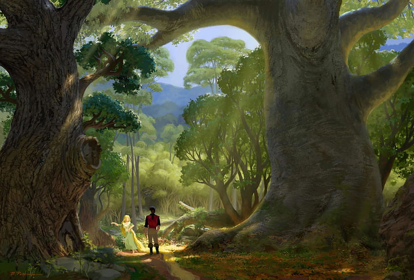 Seni Konsep Rapunzel dan Flynn dari Disney's Tangled, Tangled Tower Wallpaper HD