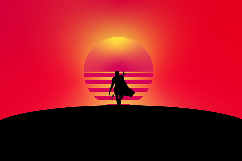 Minimal, silhouette, 2020, The Mandalorian HD wallpaper