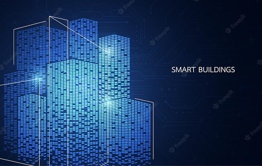 Premium Vector. Smart building concept design for city intelligent use web, magazine or poster. vector illustration HD wallpaper