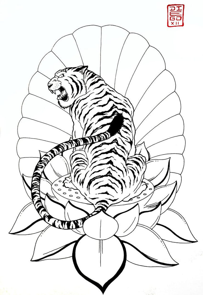 Asian japanese tiger wild animal for tattoo Vector Image