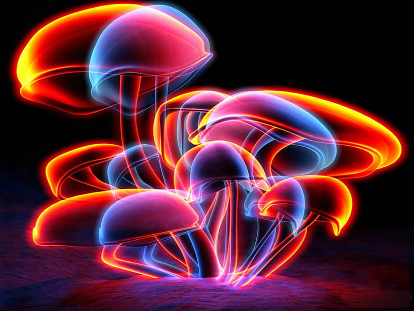 Neon Trippy Mushrooms . Neon , Neon Flowers and Neon Skeleton HD ...